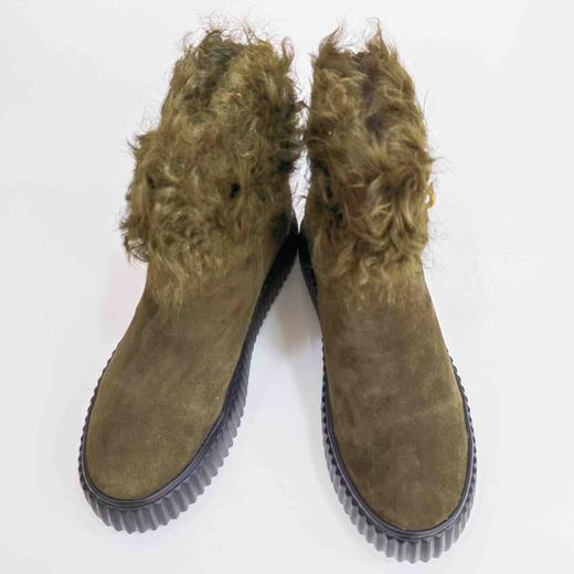 LFGJ 4706 冬季卷毛反绒皮真皮圆头厚底短靴 商品图1