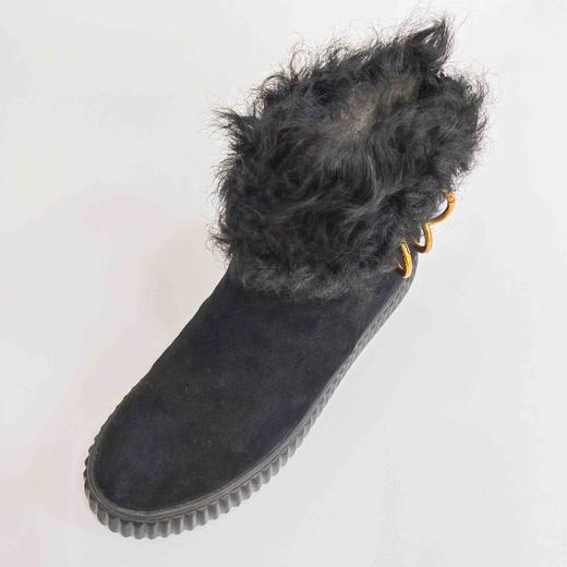 LFGJ 4706 冬季卷毛反绒皮真皮圆头厚底短靴 商品图3