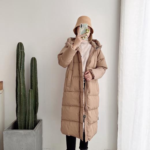 2020秋冬中长款压纹连帽羽绒服 商品图0