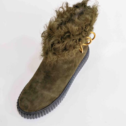 LFGJ 4706 冬季卷毛反绒皮真皮圆头厚底短靴 商品图0
