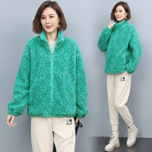 HR  YIYUN20997时尚立领抽绳下摆显瘦羊羔毛外套 商品图1