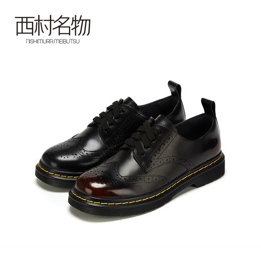 西村名物2021春季新款低帮马丁靴休闲系带小皮鞋女英伦单鞋T21AM11661 商品图0