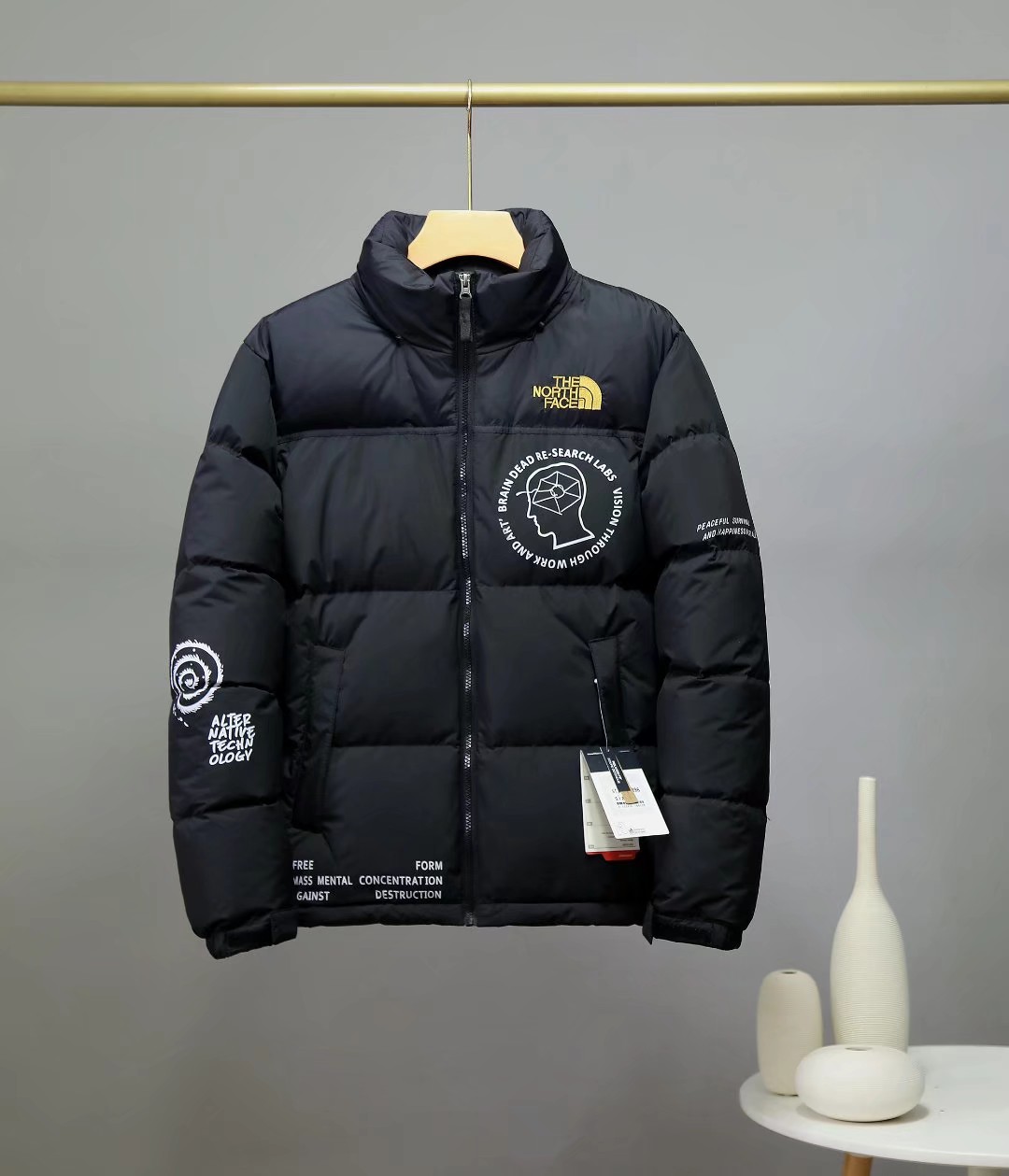 x retro nuptse jacket联名 防风防水情侣羽绒服cm546 北面脑死亡