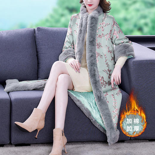 AHM ymy5192加厚夹棉复古民族风中长款棉衣 商品图3