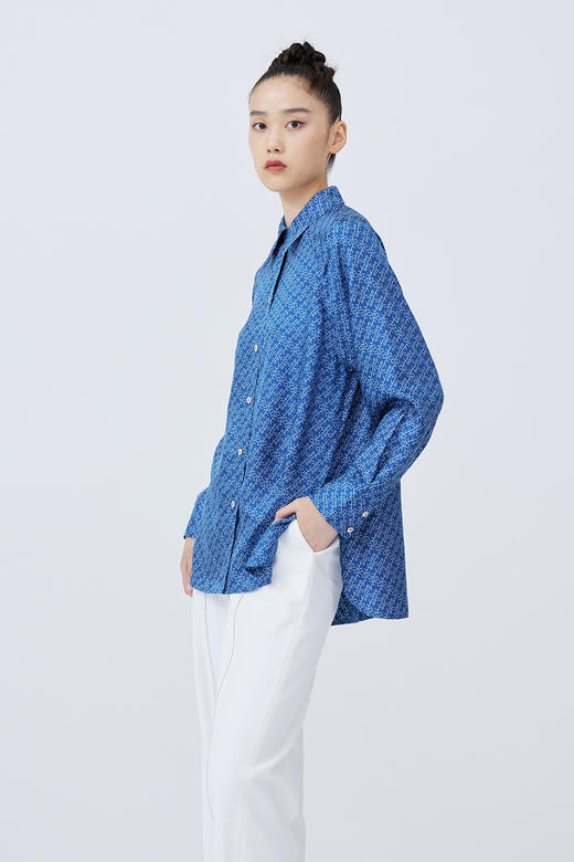 “零”字纹真丝衬衫 SJS93W320N 商品图1