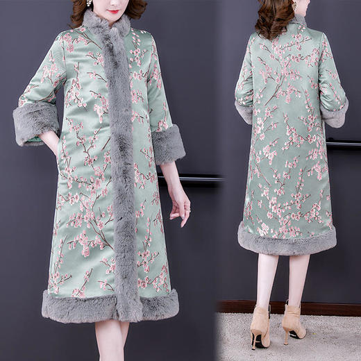 AHM ymy5192加厚夹棉复古民族风中长款棉衣 商品图1