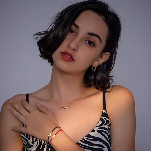 大都会艺术博物馆虎年老虎补子系列黑色红色绳情侣铜镀金手链耳环项链 商品图3