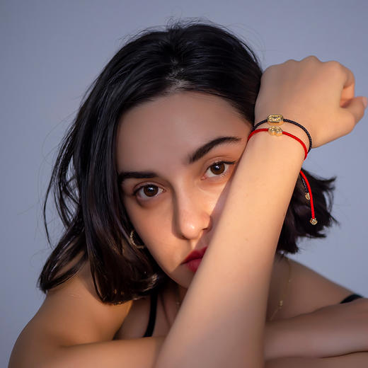 大都会艺术博物馆虎年老虎补子系列黑色红色绳情侣铜镀金手链耳环项链 商品图2