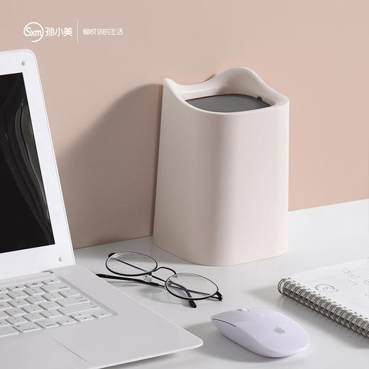 孙小美萌趣桌面垃圾桶S0411迷你办公室塑料PP小号杂物纸篓摇盖桶（颜色随机） 商品图2