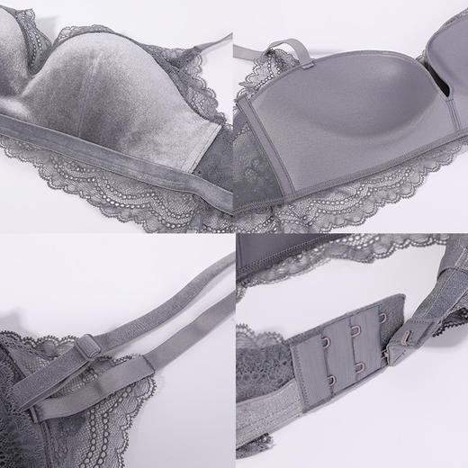 芬狄诗文胸萤火虫系列丝绒拼接蕾丝无钢圈厚款上托 FB00149 商品图2