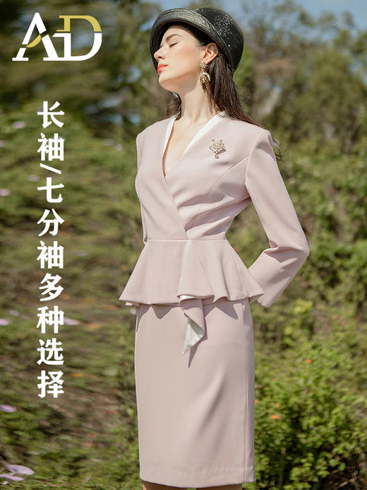 洋气紫色职业装气质女神范秋装女法式连衣裙工作服 商品图3