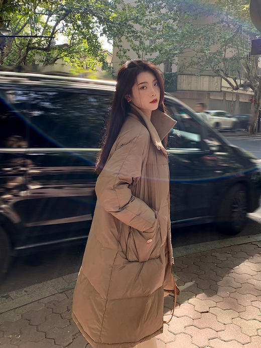 鲁克林白色白鸭绒长款羽绒服冬新款加厚防寒外套女圣诞 商品图2