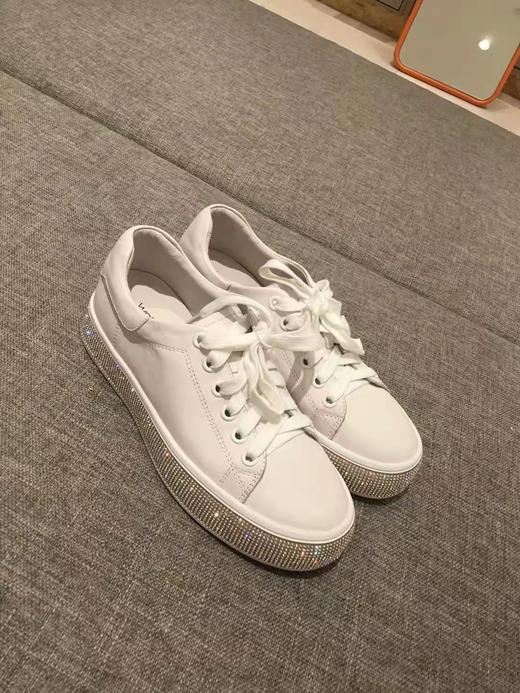 westory女鞋2021新款圆头牛皮平底单鞋增高小白鞋S21CM53448 商品图0