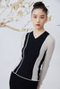  精纺羊绒V领修身撞色女套衫 SJF93W209N 商品缩略图0