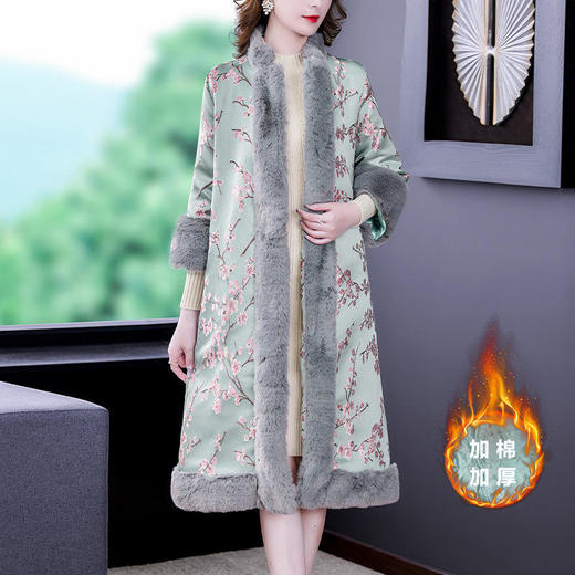 AHM ymy5192加厚夹棉复古民族风中长款棉衣 商品图2