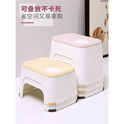 孙小美双色圆点凳-大号S0378塑料小凳子家用矮凳加厚方凳儿童浴室防滑宝宝板凳小椅子(颜色随机） 商品图1