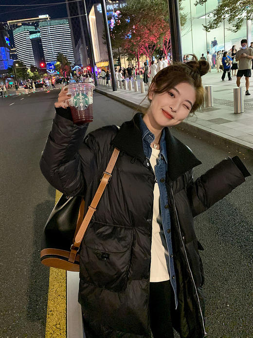 鲁克林白色白鸭绒长款羽绒服冬新款加厚防寒外套女圣诞 商品图3