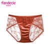 芬狄诗蕾丝性感复古丝绒拼接内裤女薄款包臀低腰三角裤F200149 商品缩略图3