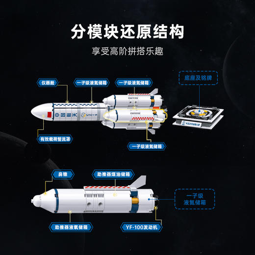 Keeppley | 国玩系列中国航天长征五号运载火箭太空模型积木礼物玩具 商品图2