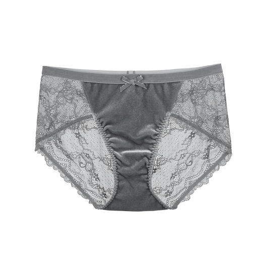 芬狄诗蕾丝性感复古丝绒拼接内裤女薄款包臀低腰三角裤F200149 商品图4