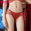 芬狄诗蕾丝性感复古丝绒拼接内裤女薄款包臀低腰三角裤F200149 商品缩略图0