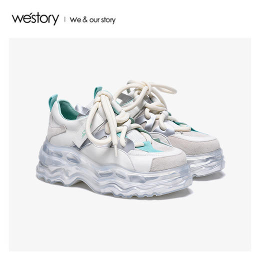 westory2020春季新款皮质老爹鞋厚底鞋女运动鞋W20AM51661 商品图0