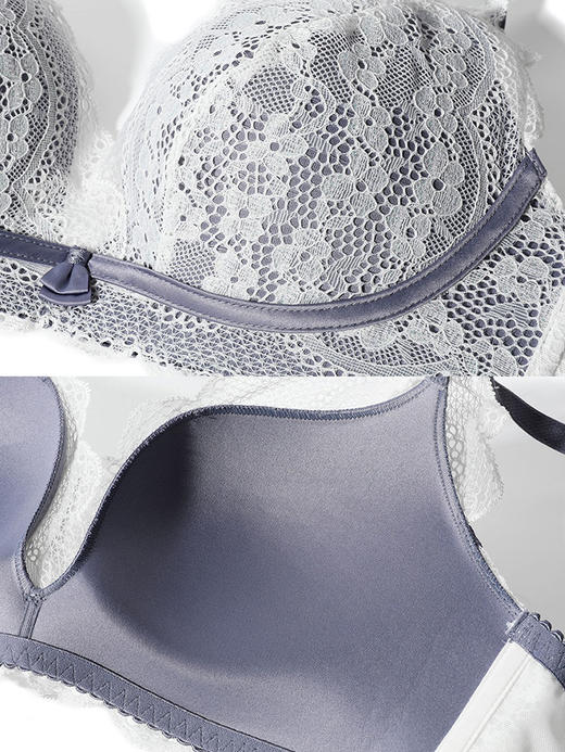 芬狄诗性感蕾丝内衣女无钢圈法式上托厚款包容小胸聚拢文胸FB0117 商品图3