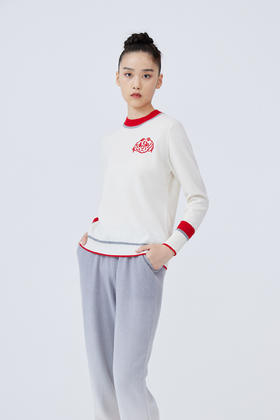  小圆领手工绣花羊绒女套衫 SJF93W174A