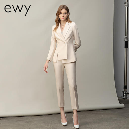 米白色名媛干练西装套装ol秋季新款长袖职场正装气质职业女工装 商品图1
