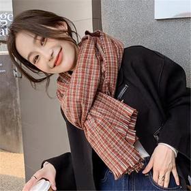 男女新款百搭保暖棕咖色文艺复古格子围巾女春秋冬季2021新款保暖韩版百搭小众围脖