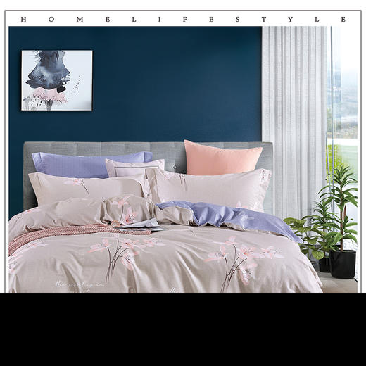 康乃馨  全棉纯棉印花床上四件套床单被套 简约家居用品 商品图0