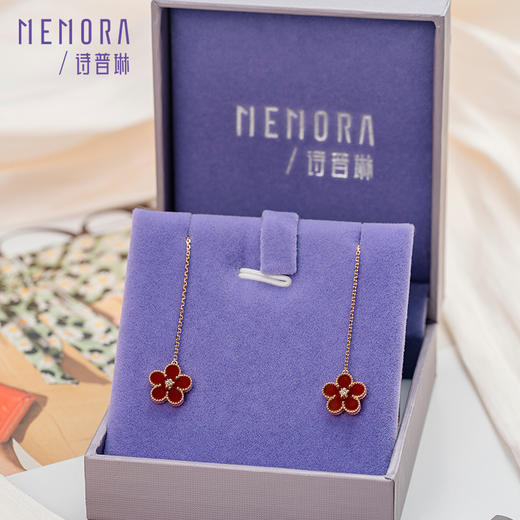 勿忘我系列18K金钻石耳线贝壳玉髓耳饰KE280301/KE280302 商品图9