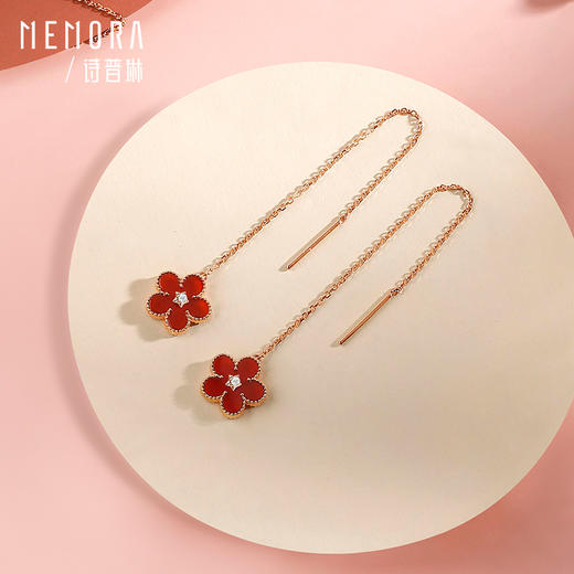 勿忘我系列18K金钻石耳线贝壳玉髓耳饰KE280301/KE280302 商品图1