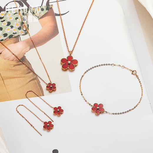 勿忘我系列18K金钻石玉髓项链大中迷你版项链 KN297402/KN296902/KN297302 商品图6