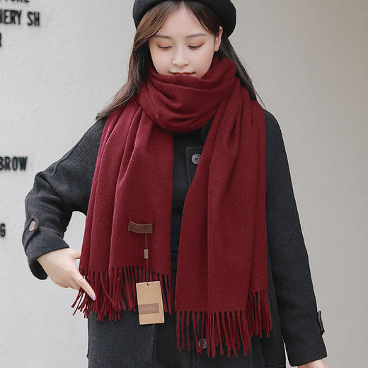 冬季新款仿羊纯色绒围巾 商品图13