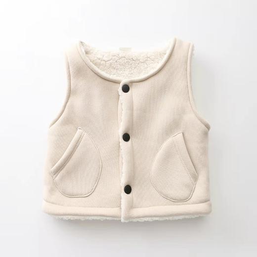 双层加绒冬韩版羊羔绒中小童男女童加厚马甲运动纯色棉开衫童装 商品图4