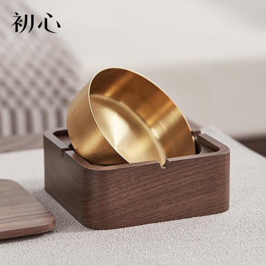 初心| 实木烟灰缸榉木黑胡桃木不锈钢 商品图3
