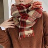 ins风围巾女冬季加厚韩版学生百搭可爱软妹英伦红色格子网红围脖 商品缩略图0