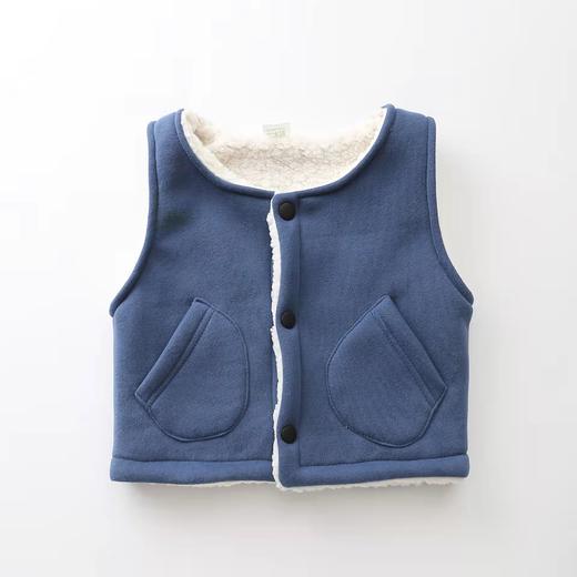 双层加绒冬韩版羊羔绒中小童男女童加厚马甲运动纯色棉开衫童装 商品图1