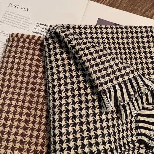 男女时尚百搭围巾女冬季韩版百搭小千鸟格长款学生保暖披肩两用 商品图1