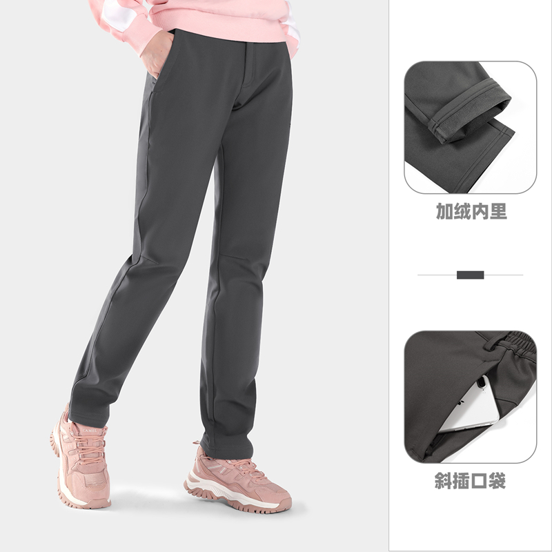 骆驼户外软壳裤男年秋季新款保暖加绒长裤女防风防泼水登山裤A1W1VV126_A1W2VV125_A0W131146