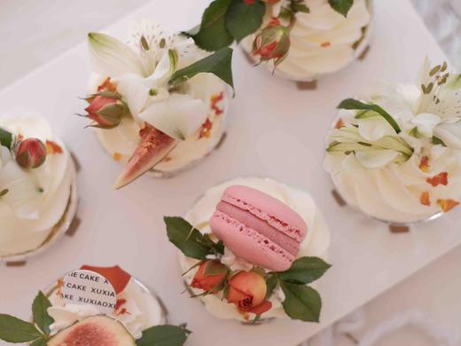 【鲜花蛋糕】鲜花马卡龙纸杯蛋糕/一盒6个（表面鲜花不可食用） 商品图2