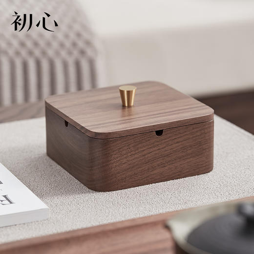初心| 实木烟灰缸榉木黑胡桃木不锈钢 商品图5