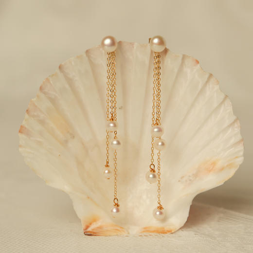 Manreya玛芮雅「一帘幽梦」珍珠14K注金S925银流苏耳坠灵动显瘦 商品图5