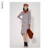 臣禾圆领彩色格纹不对称鱼尾裙摆连衣裙9203020377 商品缩略图0