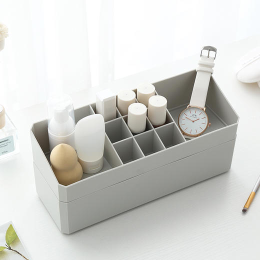 QYeah仟漾双层化妆品收纳盒灰色QY7516 商品图0