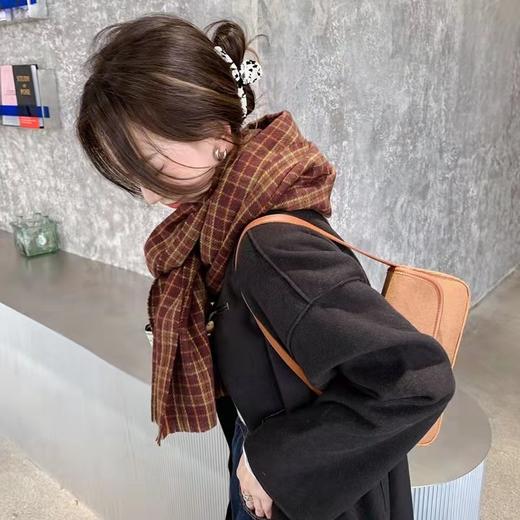 韩范ins男女时尚围巾 潮蓝色格子围巾女冬季长款韩版百搭保暖围脖 商品图4