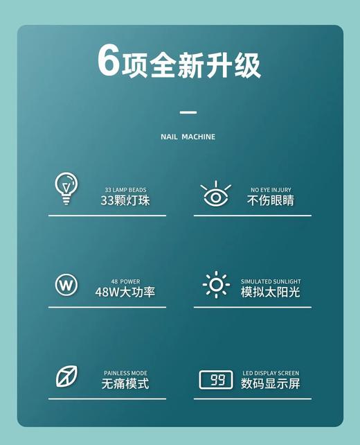 美甲灯光疗机48w大功率速干机甲油胶烤灯不黑手led灯美甲店专用（保修一年） 商品图4