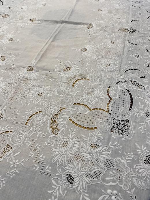 收藏级老外贸纯亚麻鲁绣满工桌布 商品图6