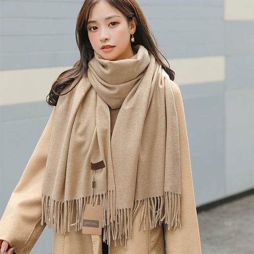 冬季新款仿羊纯色绒围巾 商品图2